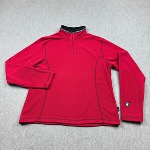 Vintage Kuhl Sweater Womens Red Microchamois Fleece 1/4 Zip‎ Pullover Mock Neck